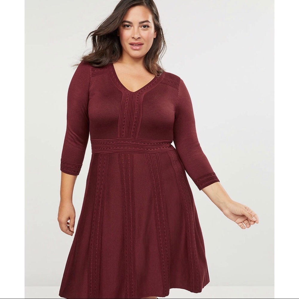 NWOT LB Textured Fit & Flare Sweater Dress